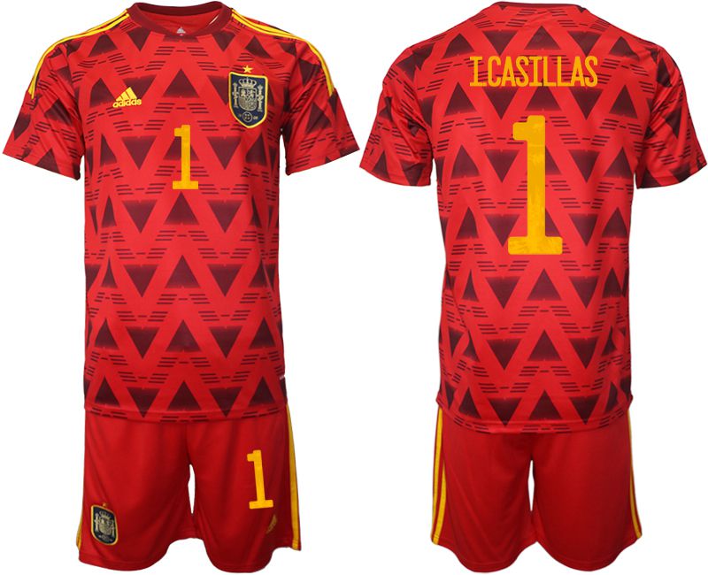 Men 2022 World Cup National Team Spain home red #1 Soccer Jersey->customized soccer jersey->Custom Jersey